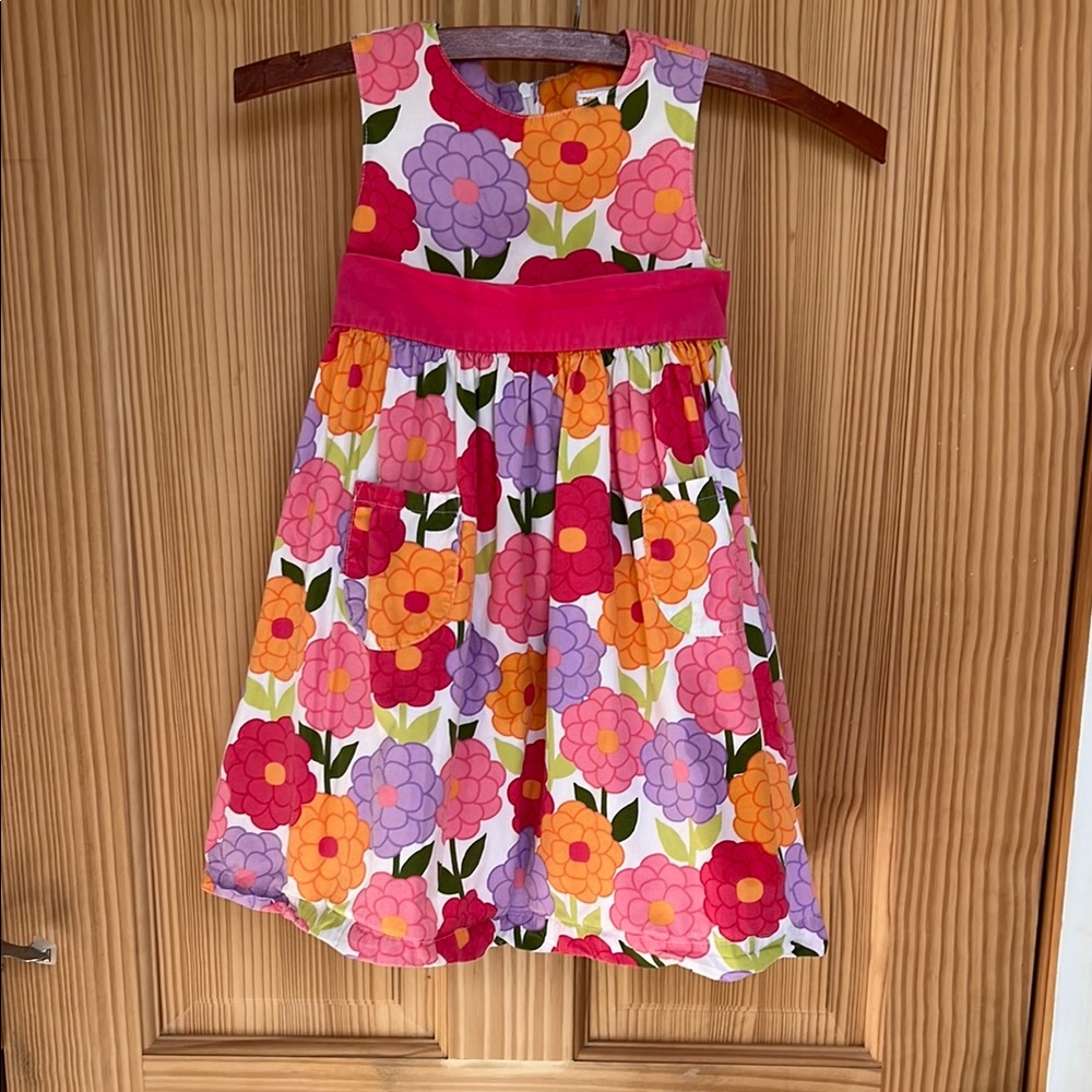 Gymboree Pink and Orange Sleeveless poofy flowered Sundress